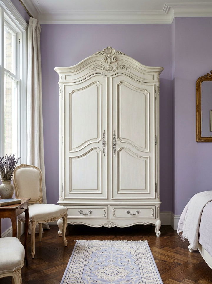 French Provincial White Armoire - 30 bedroom white furniture ideas