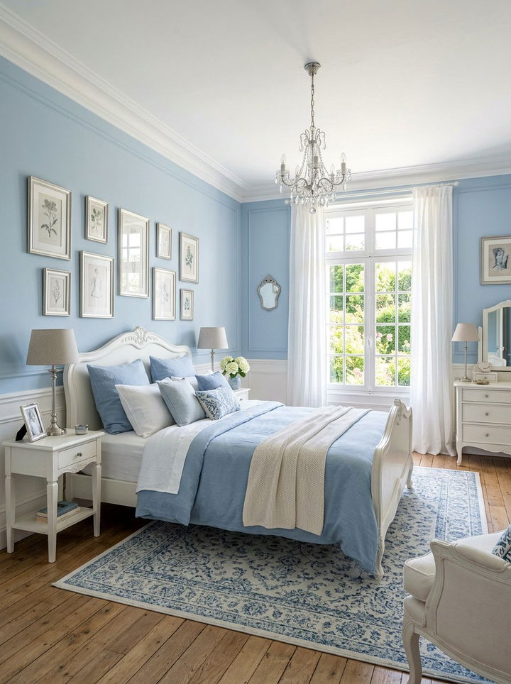 French blue bedroom - 30 French bedroom ideas