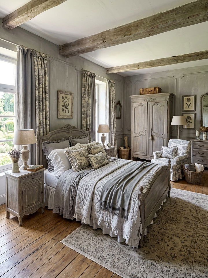 French country gray bedroom - 30 traditional gray bedroom ideas
