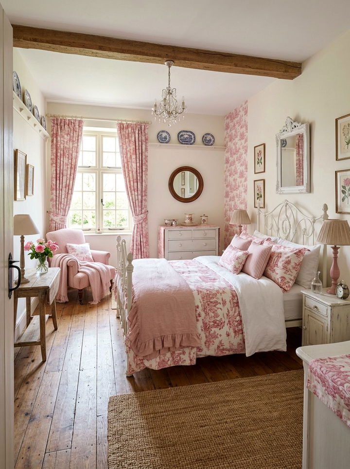 French country pink and white bedroom - 30 pink and white bedroom ideas