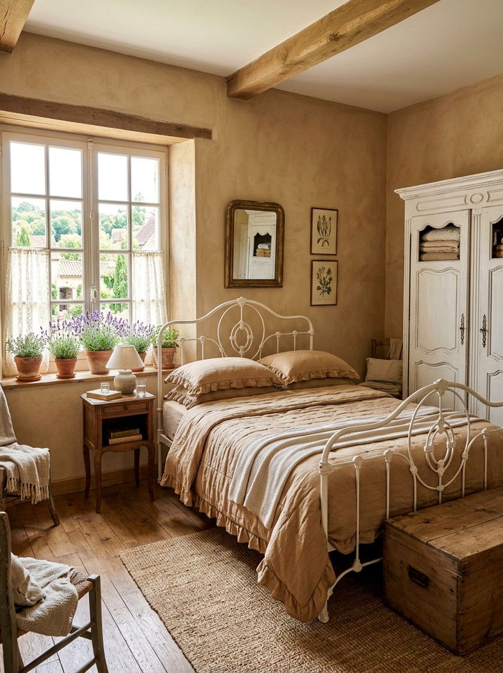 French country tan and white bedroom - 30 tan and white bedroom ideas