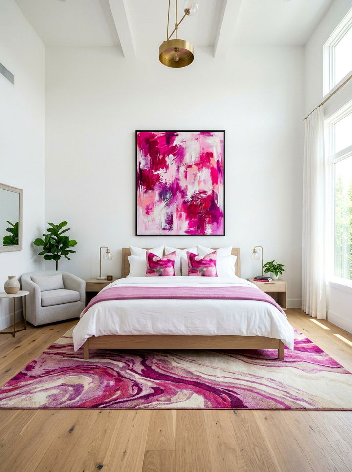 Fuchsia Abstract Art Bedroom - 30 hot pink bedroom ideas