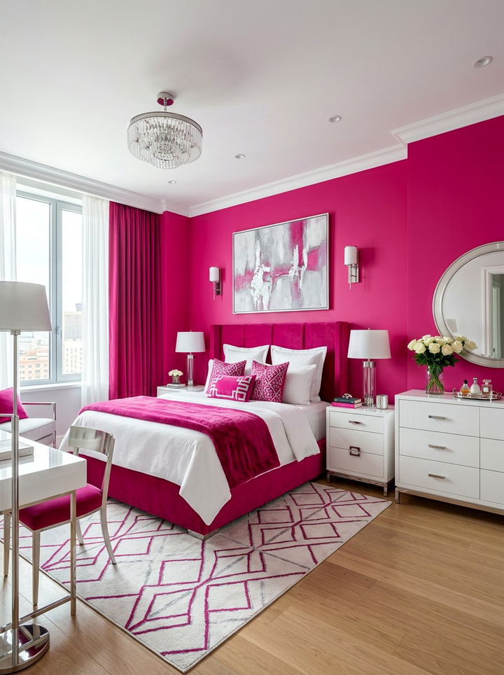 Fuchsia Pink Walls - 30 bedroom pink walls