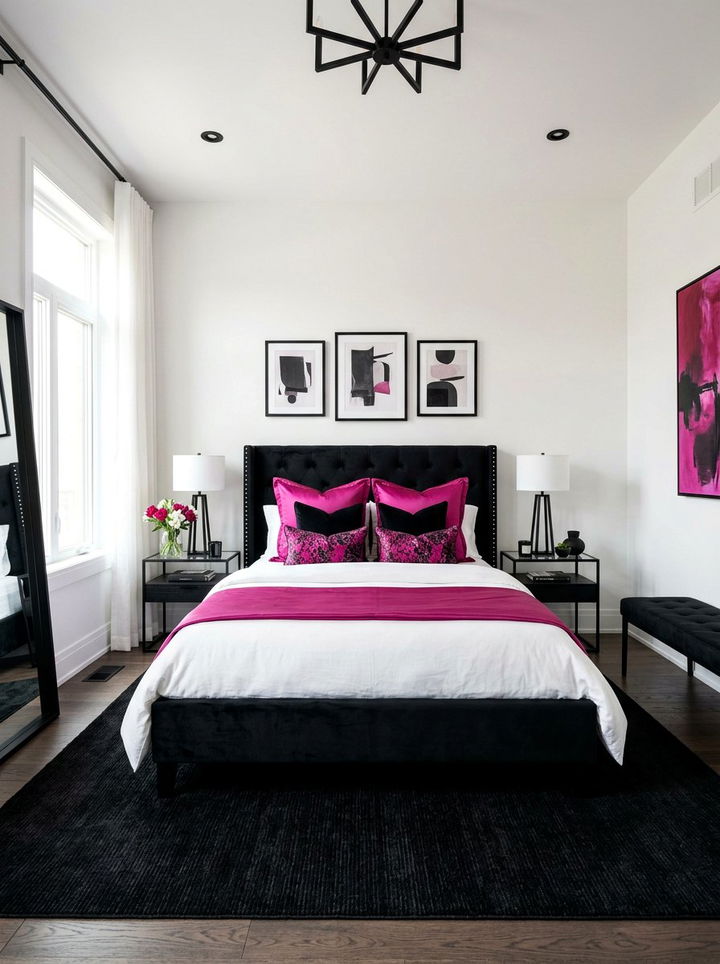 Fuchsia and black bedroom - 30 fuchsia bedroom ideas