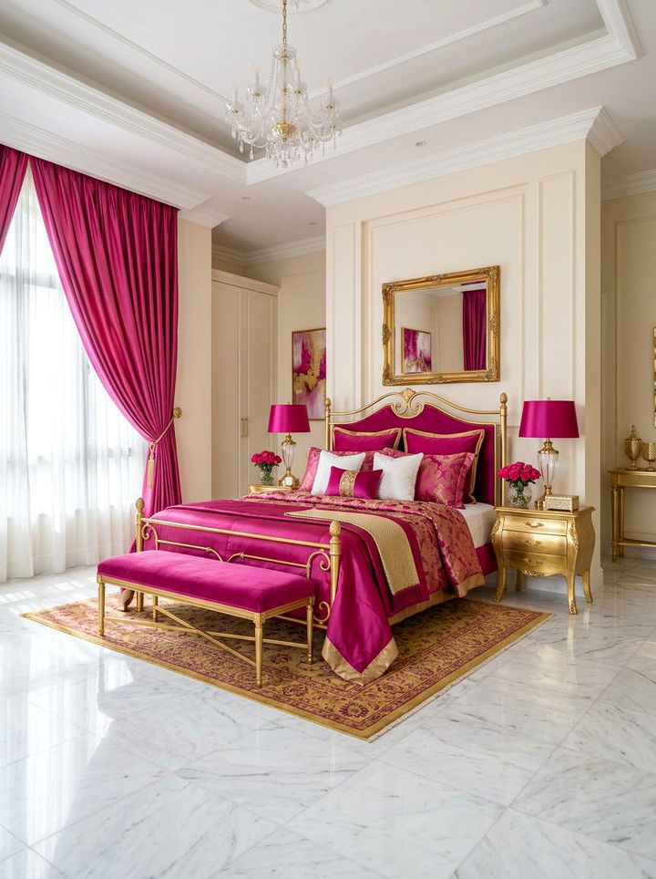 Fuchsia and gold bedroom - 30 fuchsia bedroom ideas
