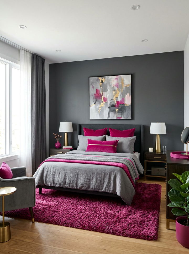 Fuchsia and grey bedroom - 30 fuchsia bedroom ideas