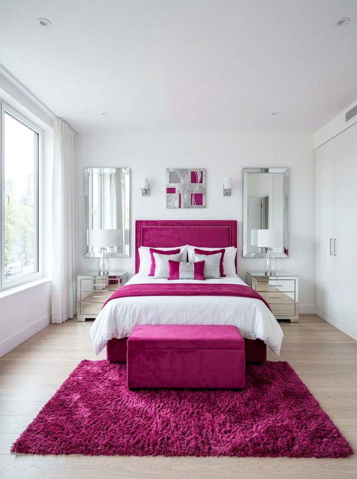 Fuchsia and silver bedroom - 30 fuchsia bedroom ideas