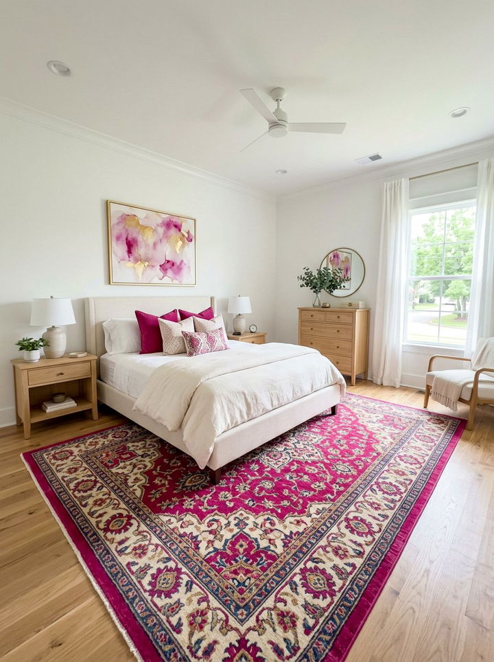 Fuchsia area rug - 30 fuchsia bedroom ideas