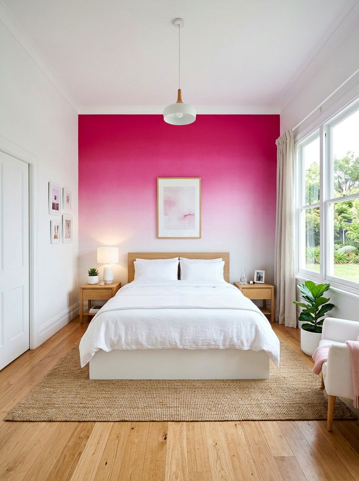 Fuchsia ombre wall - 30 fuchsia bedroom ideas
