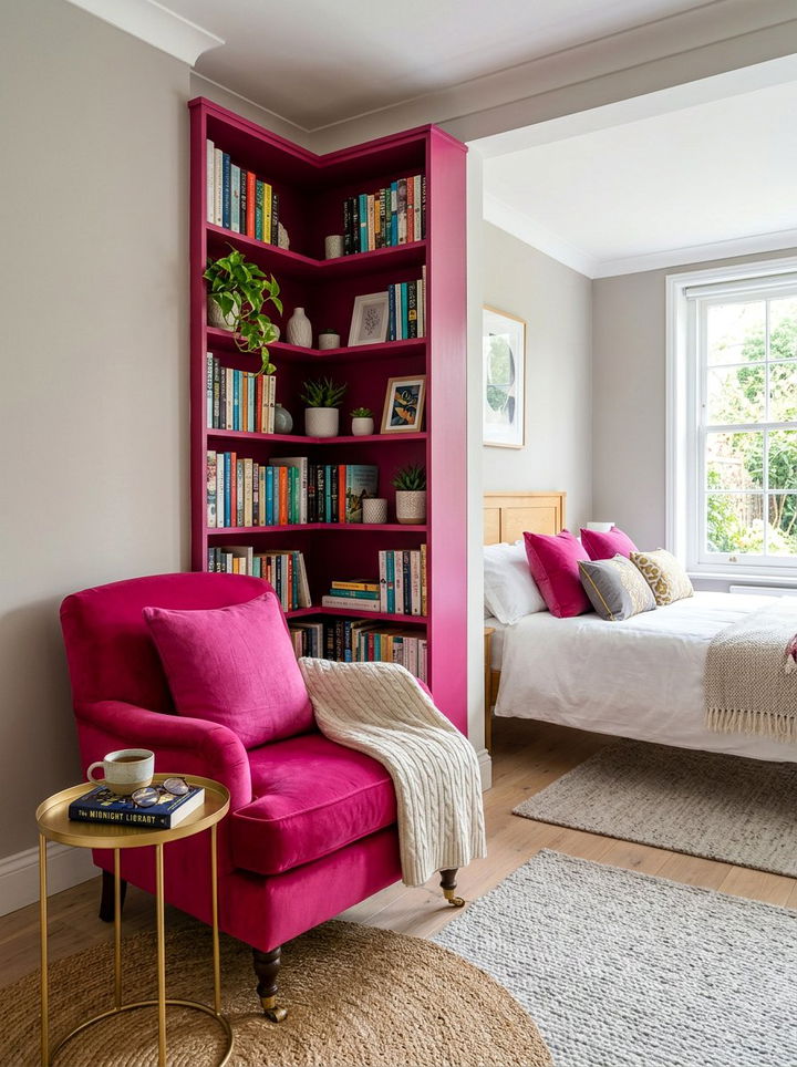 Fuchsia reading nook - 30 fuchsia bedroom ideas