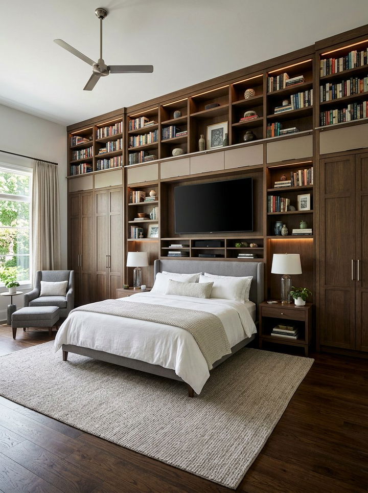 Full Wall Storage System - 30 bedroom cabinet storage ideas