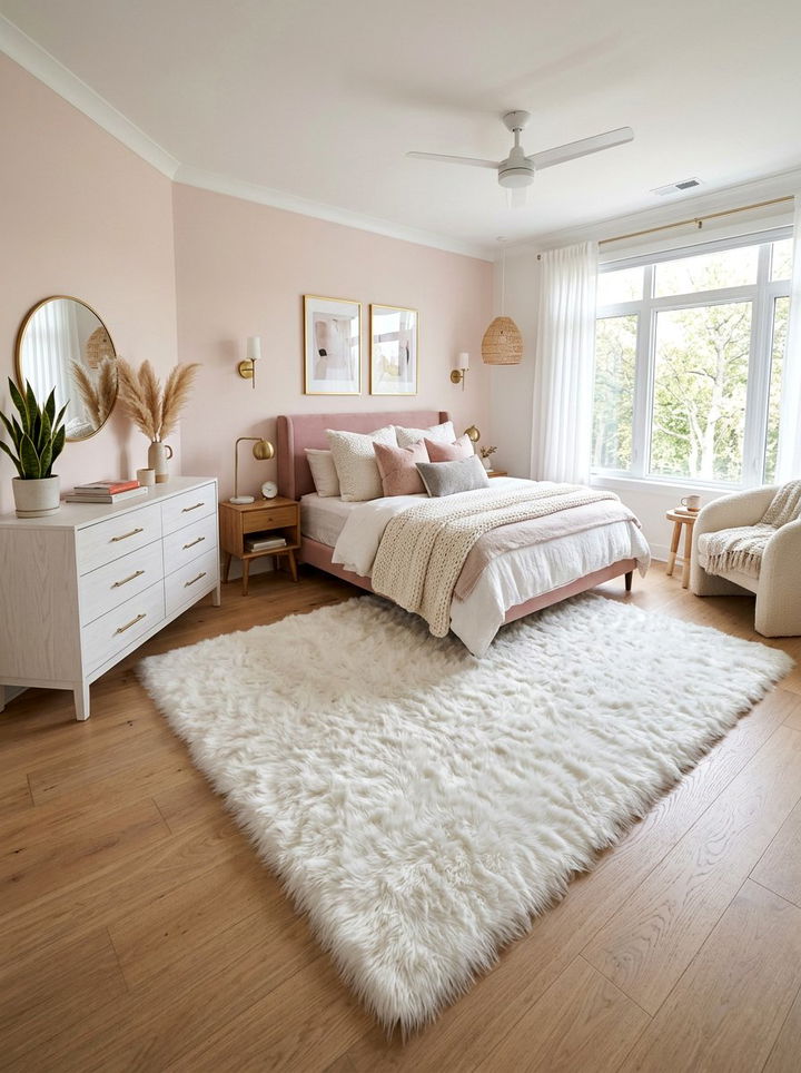 Furry area rug - 30 princess bedroom ideas