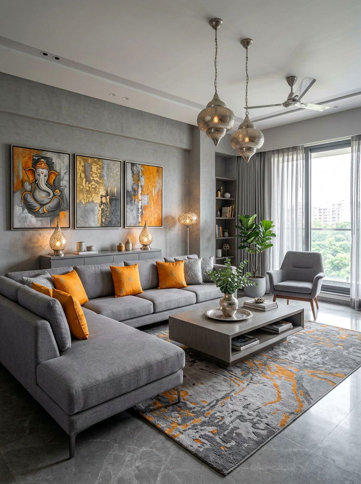 Fusion Indian Grey Room - 30 Indian bedroom ideas