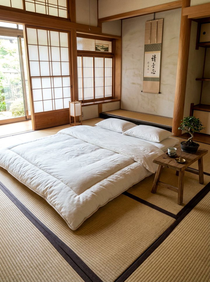 Futon mattress on floor - 30 Japanese bedroom ideas