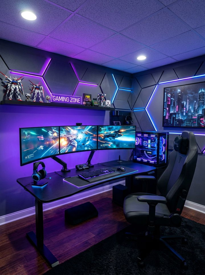 Futuristic Gaming Room - 30 galaxy bedroom ideas