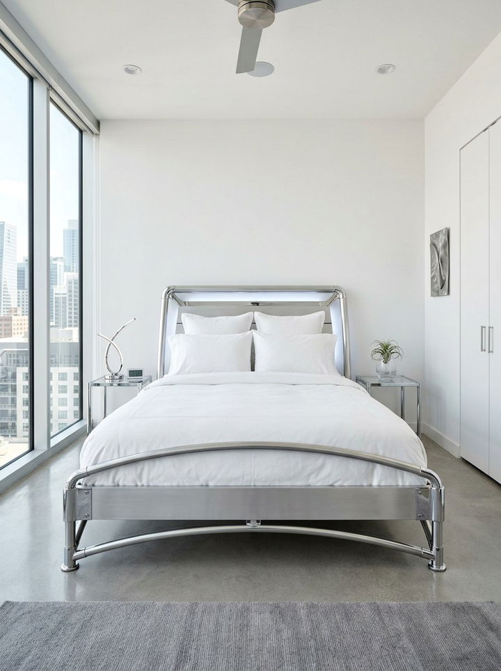 Futuristic Metallic Bed Frame - 30 space themed bedroom ideas