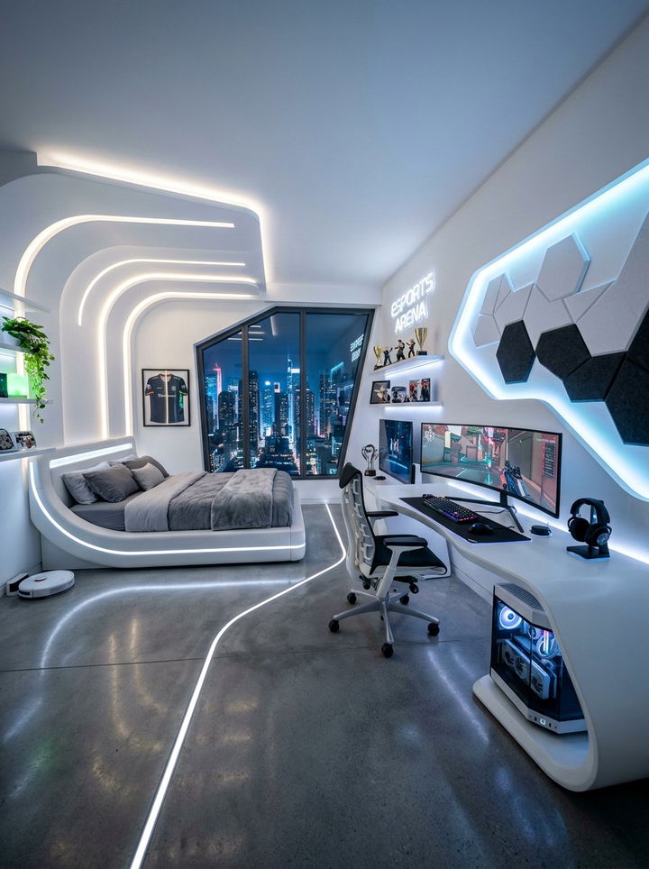 Futuristic esports bedroom - 30 esports bedroom ideas