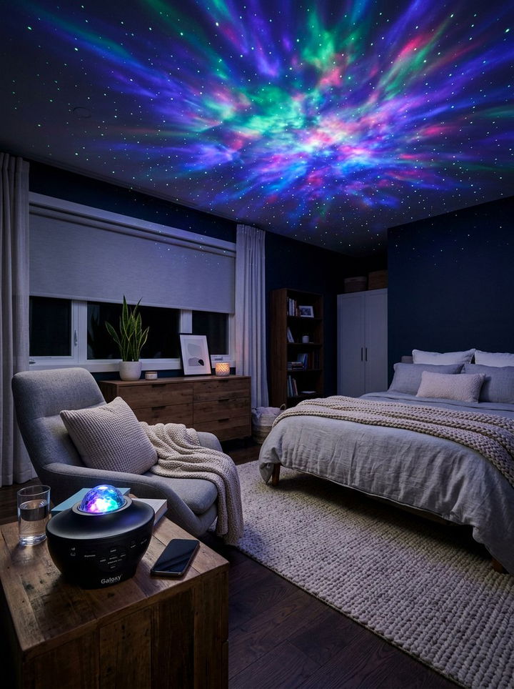 Galaxy Star Projector - 30 space themed bedroom ideas