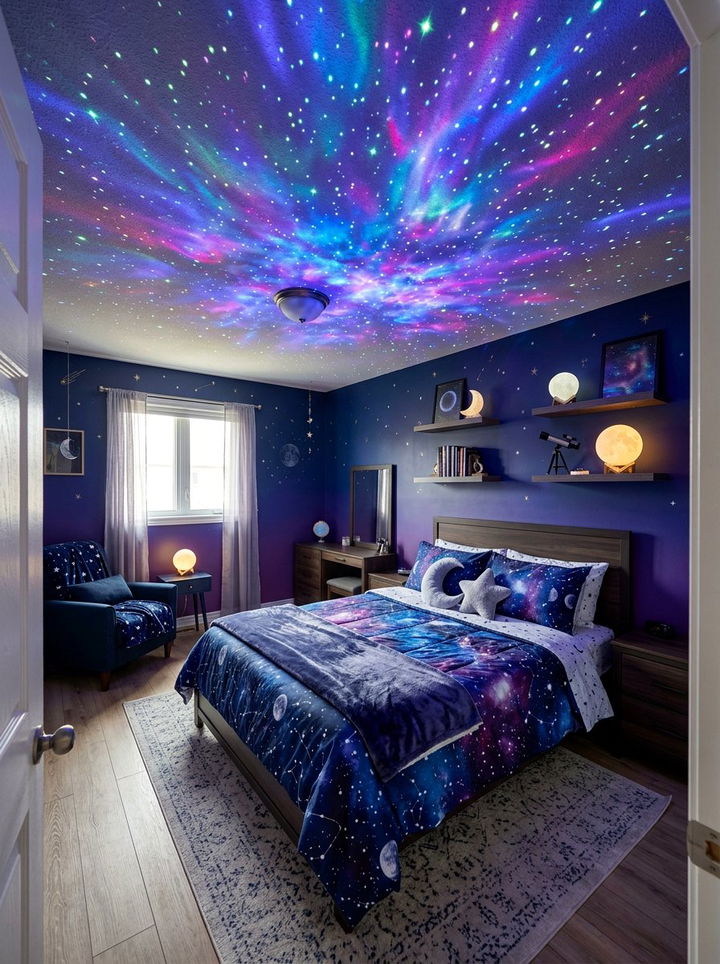 Galaxy bedroom - 30 nerd bedroom ideas
