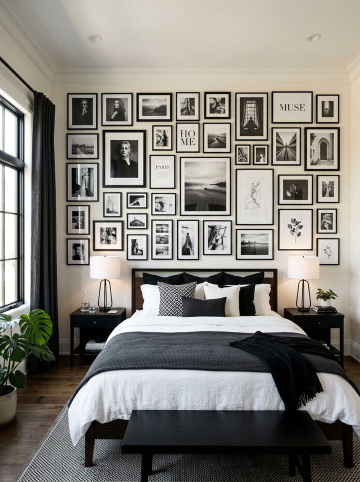 Gallery Wall Bedroom - 30 affordable bedroom ideas