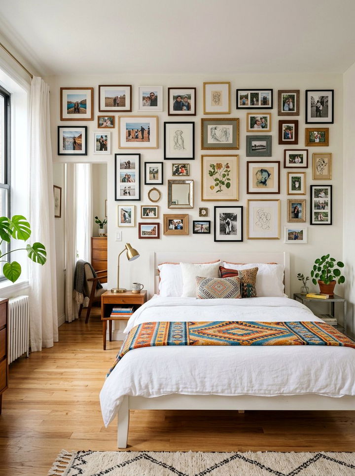 Gallery Wall Behind Bed - 30 bedroom backsplash ideas