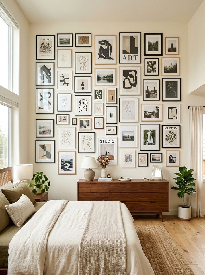 Gallery Wall Command Strips - 30 no damage bedroom ideas