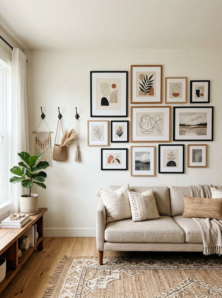 Gallery wall layout - 30 budget bedroom ideas