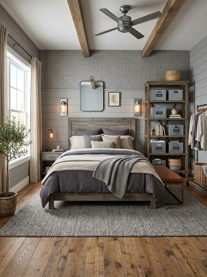 Galvanized Metal Accents - 30 rustic gray bedroom ideas