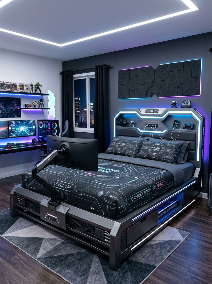 Gaming Bed Frame - 30 video game bedroom ideas