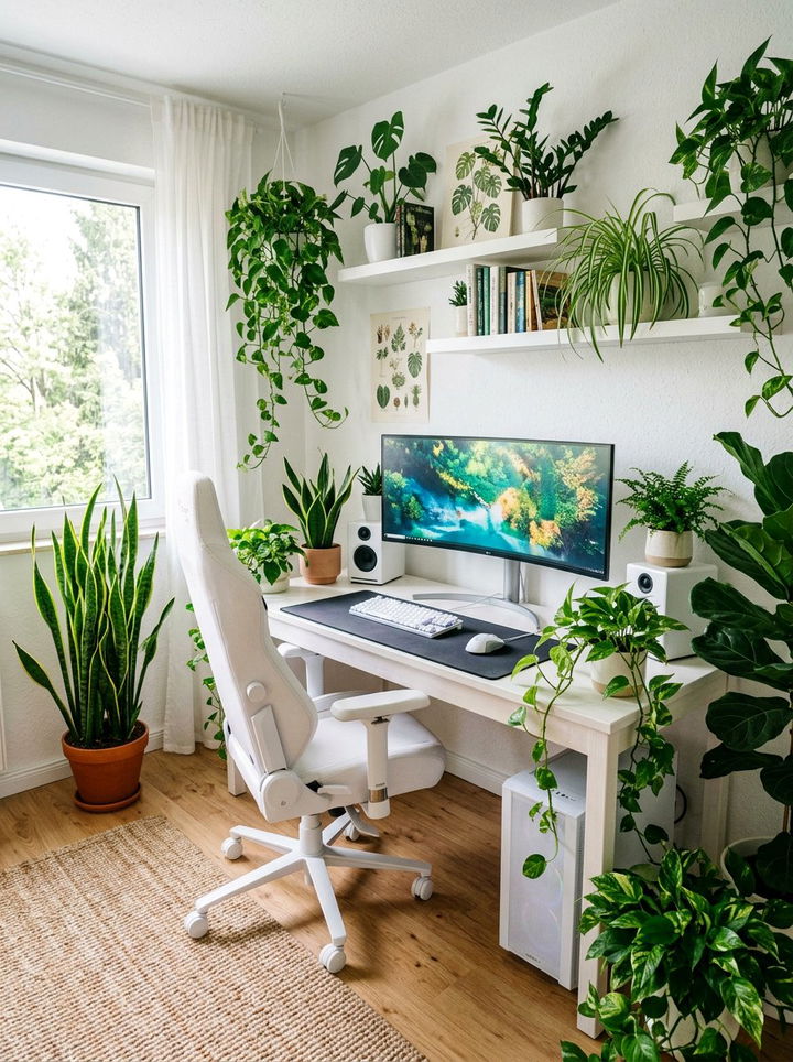 Gaming Setup With Plants - 30 gaming bedroom ideas
