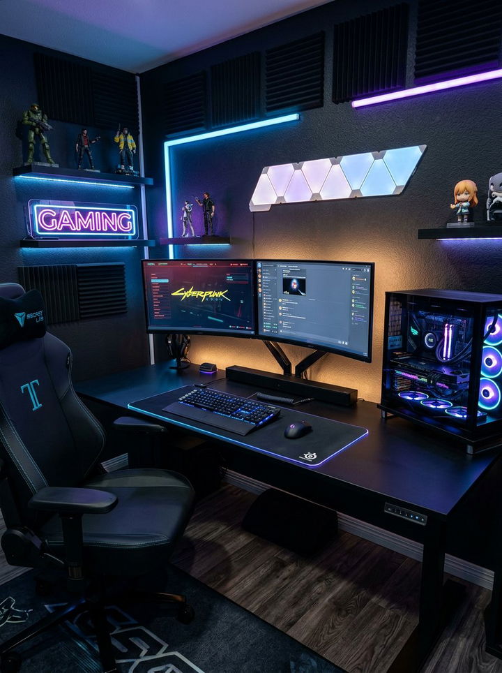 Gaming setup led lighting - 30 bedroom led strip lights ideas