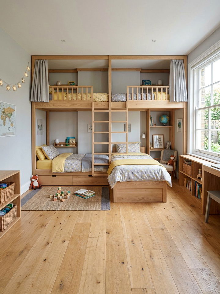 Gender Neutral Quadruple Bunks - 30 quadruple bedroom ideas
