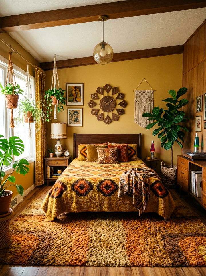 Geometric 70s wall clock - 30 bedroom vintage clocks