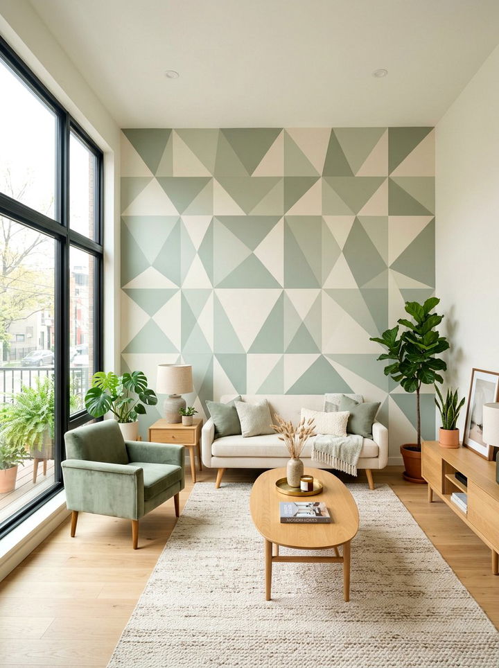Geometric Accent Wall - 30 DIY bedroom ideas