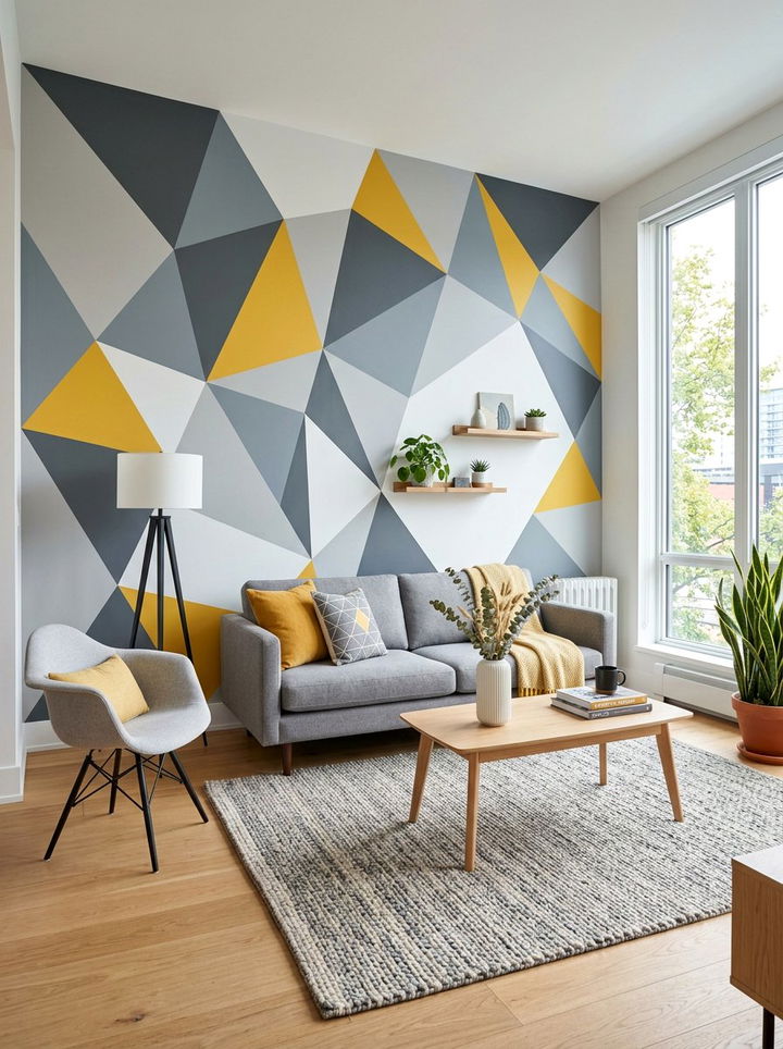 Geometric Accent Wall Room - 30 preschooler bedroom ideas