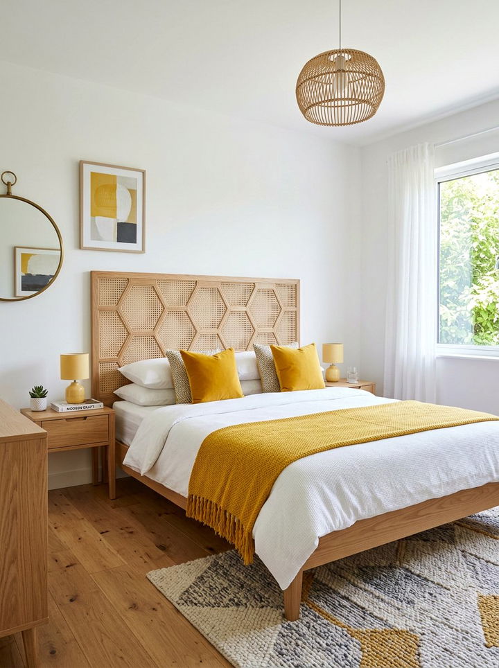 Geometric Cane Headboard - 30 bedroom cane headboards