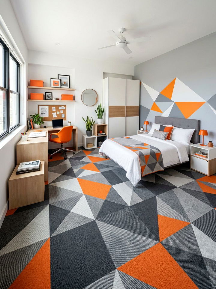 Geometric Carpet Tiles - 30 bedroom floor design ideas