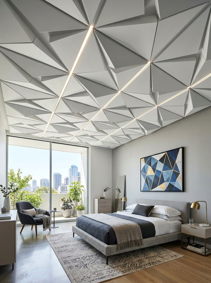 Geometric Ceiling - 30 bedroom ceiling designs