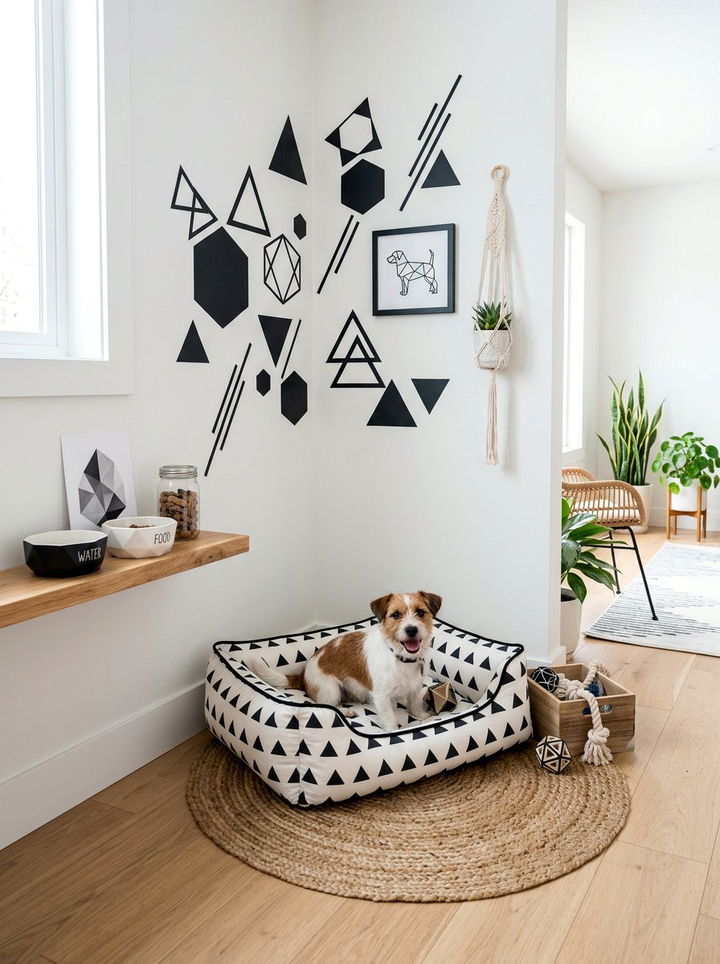 Geometric Dog Decor - 30 dog bedroom ideas