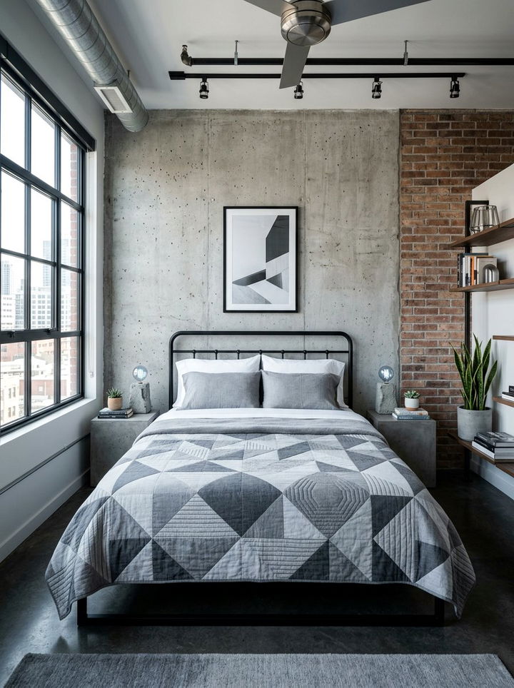 Geometric Grey Quilt - 30 bedroom quilts