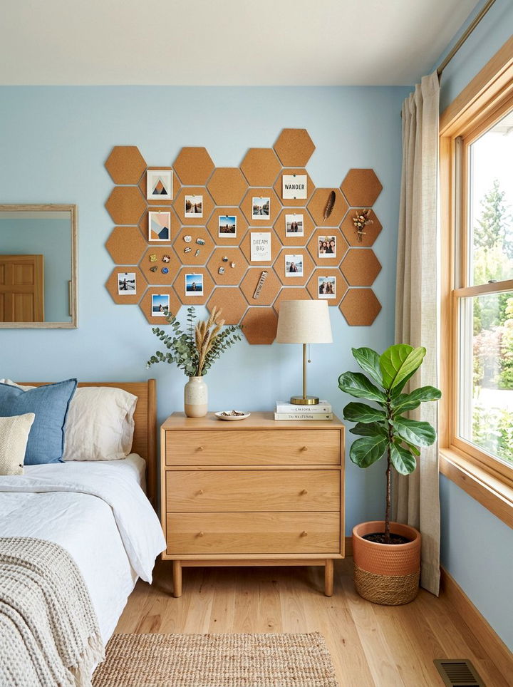 Geometric Hexagon Cork Tile - 30 bedroom cork boards
