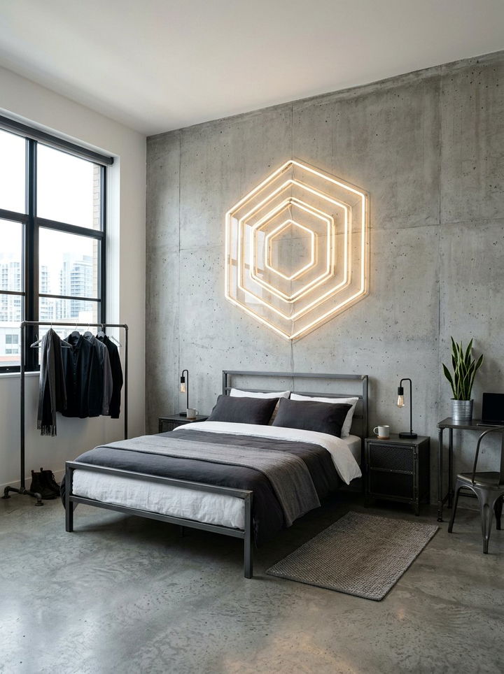 Geometric Hexagon Neon Sign - 30 bedroom neon signs