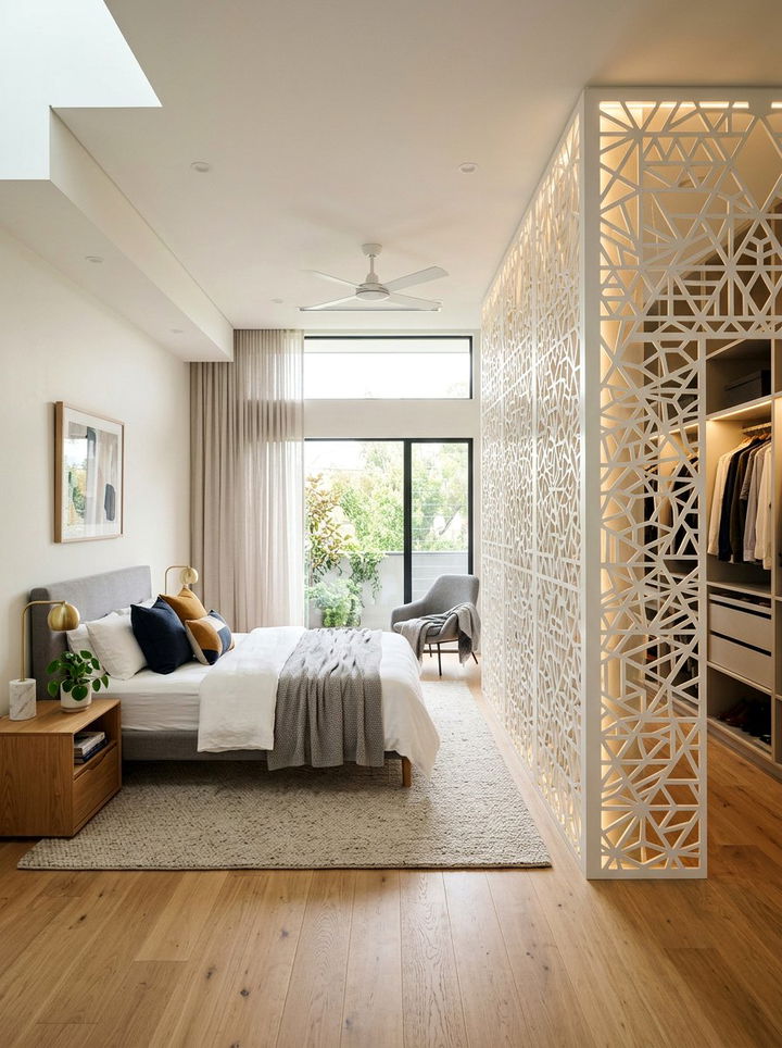 Geometric Laser Cut Screen - 30 bedroom closet dividers