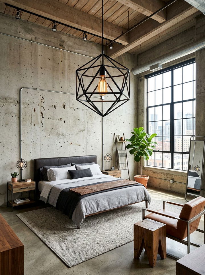 Geometric Metal Cage Lamp - 30 bedroom lamp ideas