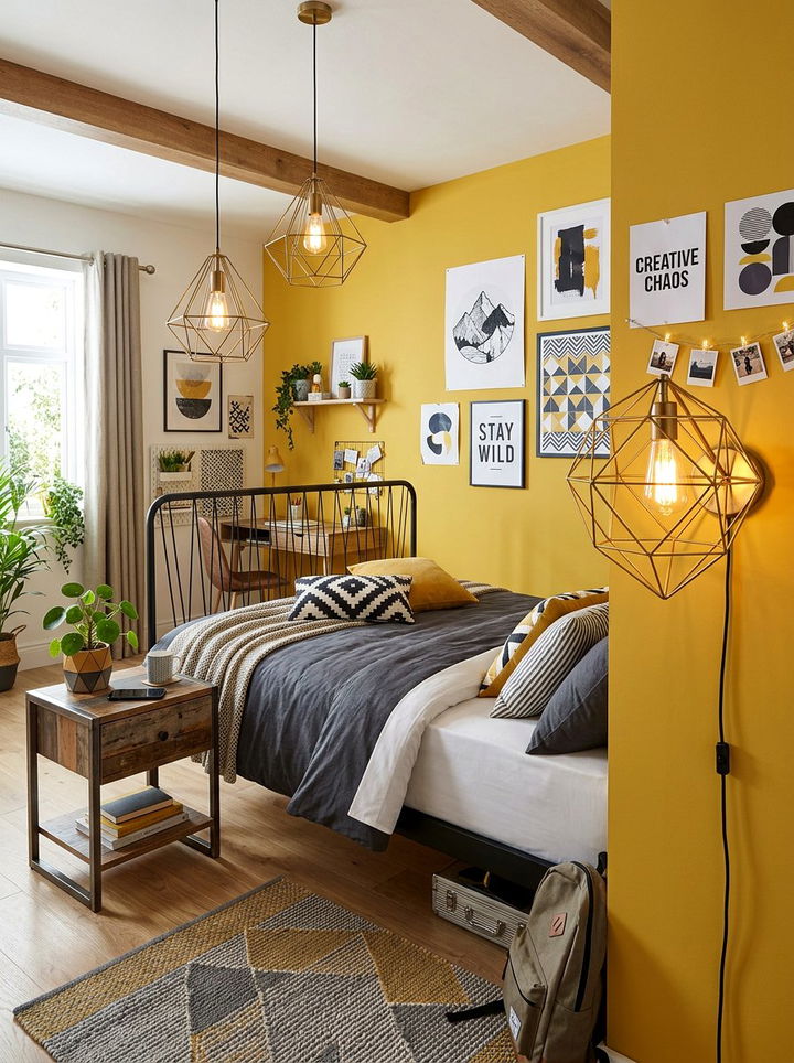 Geometric Metal Frame Lights - 30 bedroom sconce ideas