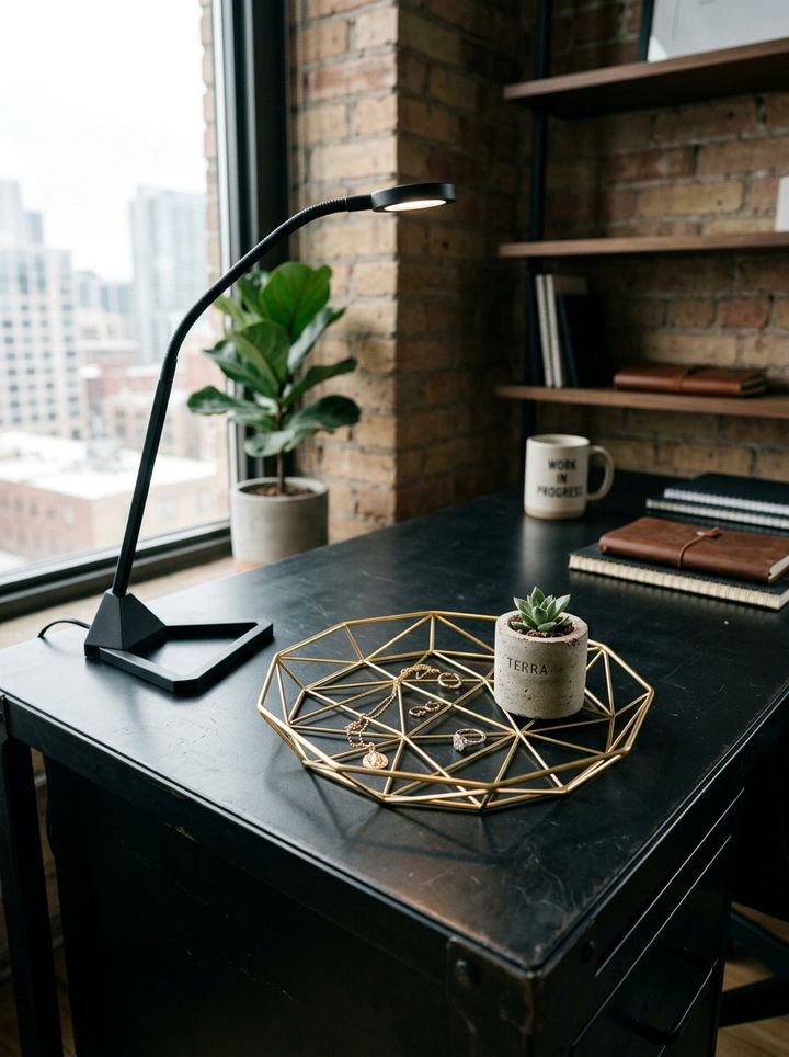 Geometric Metal Jewelry Tray - 30 bedroom trinket dishes