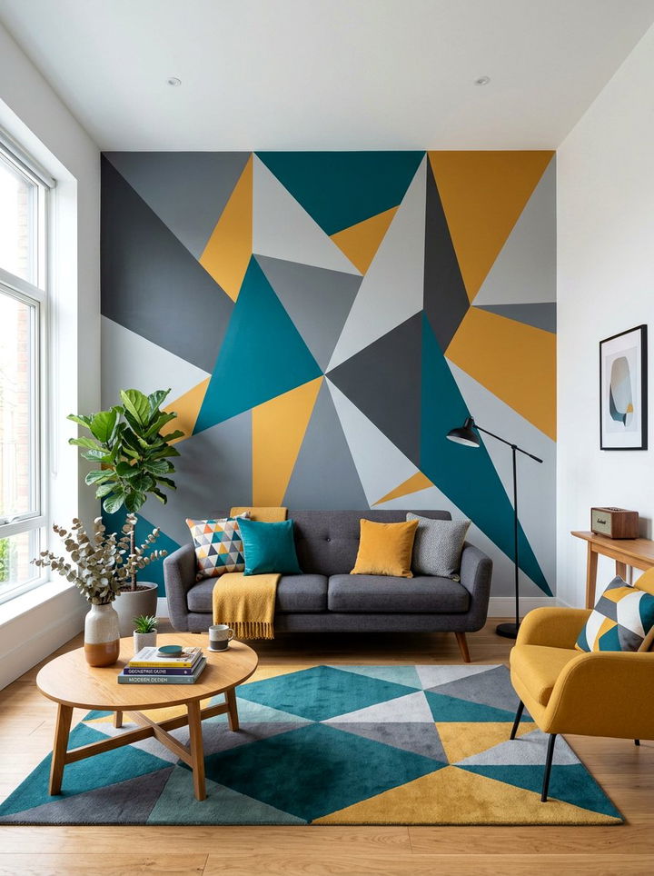 Geometric Paint Accent Wall - 30 bedroom accent walls