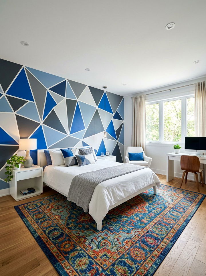 Geometric Paint Pattern - 30 bedroom accent wall ideas
