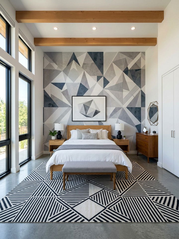 Geometric Pattern Bedroom - 30 bedroom on a budget ideas