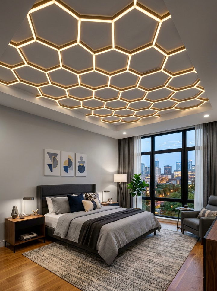 Geometric Pattern - 30 bedroom false ceiling designs